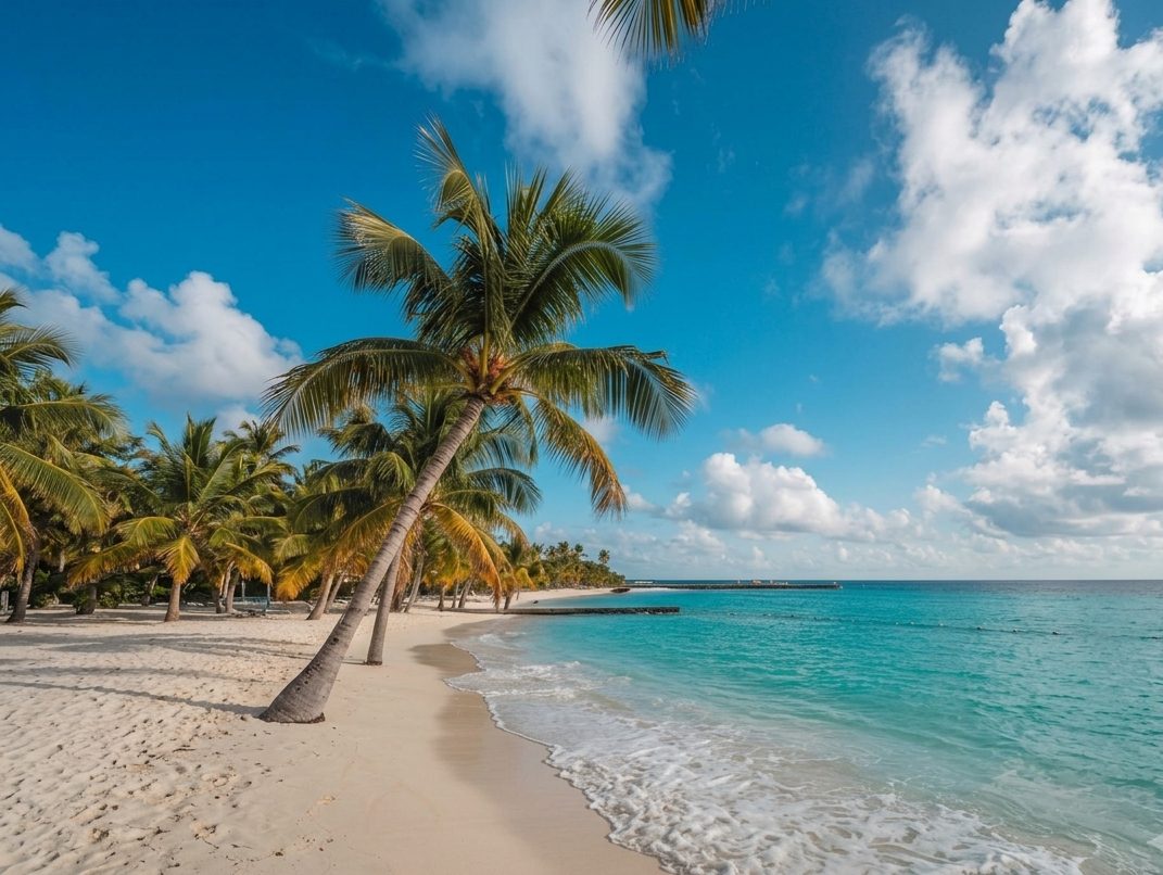 Playa del Caribe con palmeras y agua turquesa