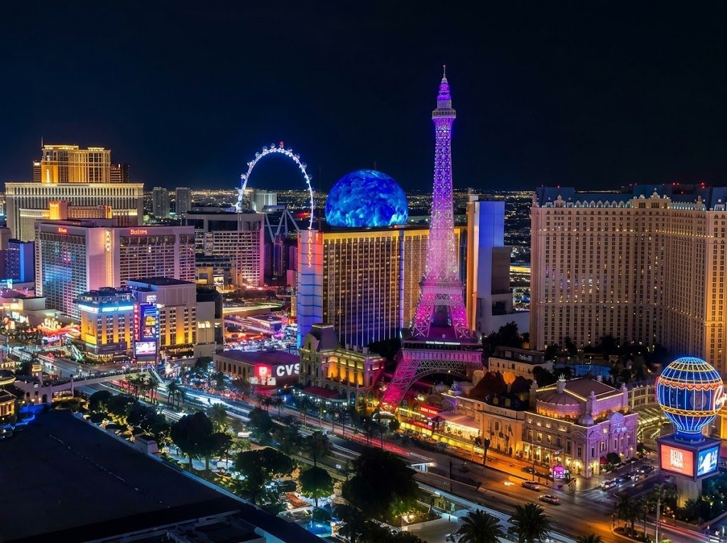El Strip de Las Vegas iluminado de noche